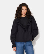 Blouse manches longues avec dentelle et volants