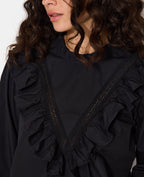 Blouse manches longues avec dentelle et volants