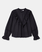 Blouse manches longues avec dentelle et volants
