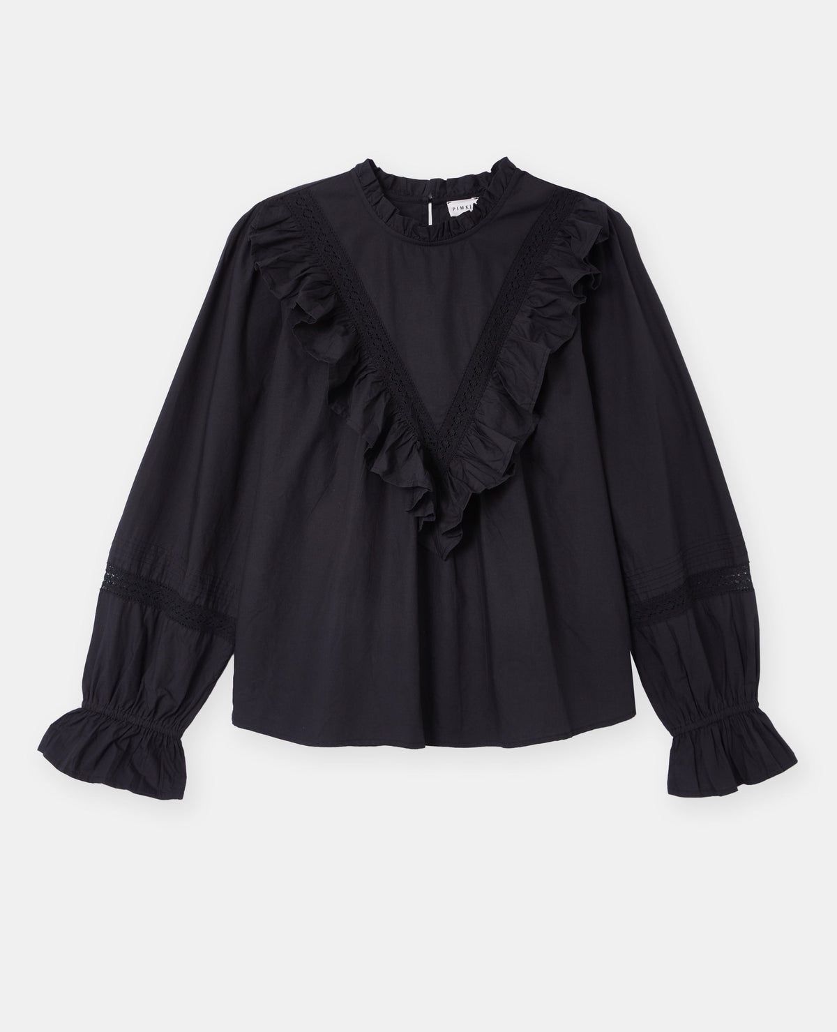 Blouse manches longues avec dentelle et volants