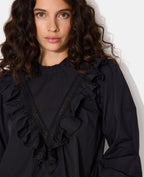 Blouse manches longues avec dentelle et volants