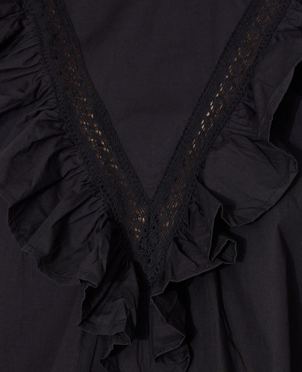 Blouse manches longues avec dentelle et volants