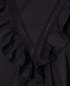 Blouse manches longues avec dentelle et volants