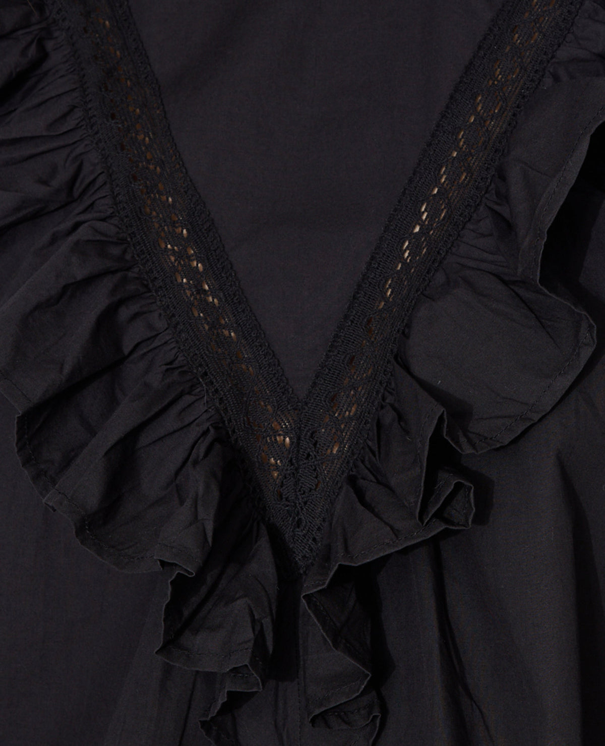 Blouse manches longues avec dentelle et volants