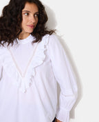 Blouse manches longues avec dentelle et volants