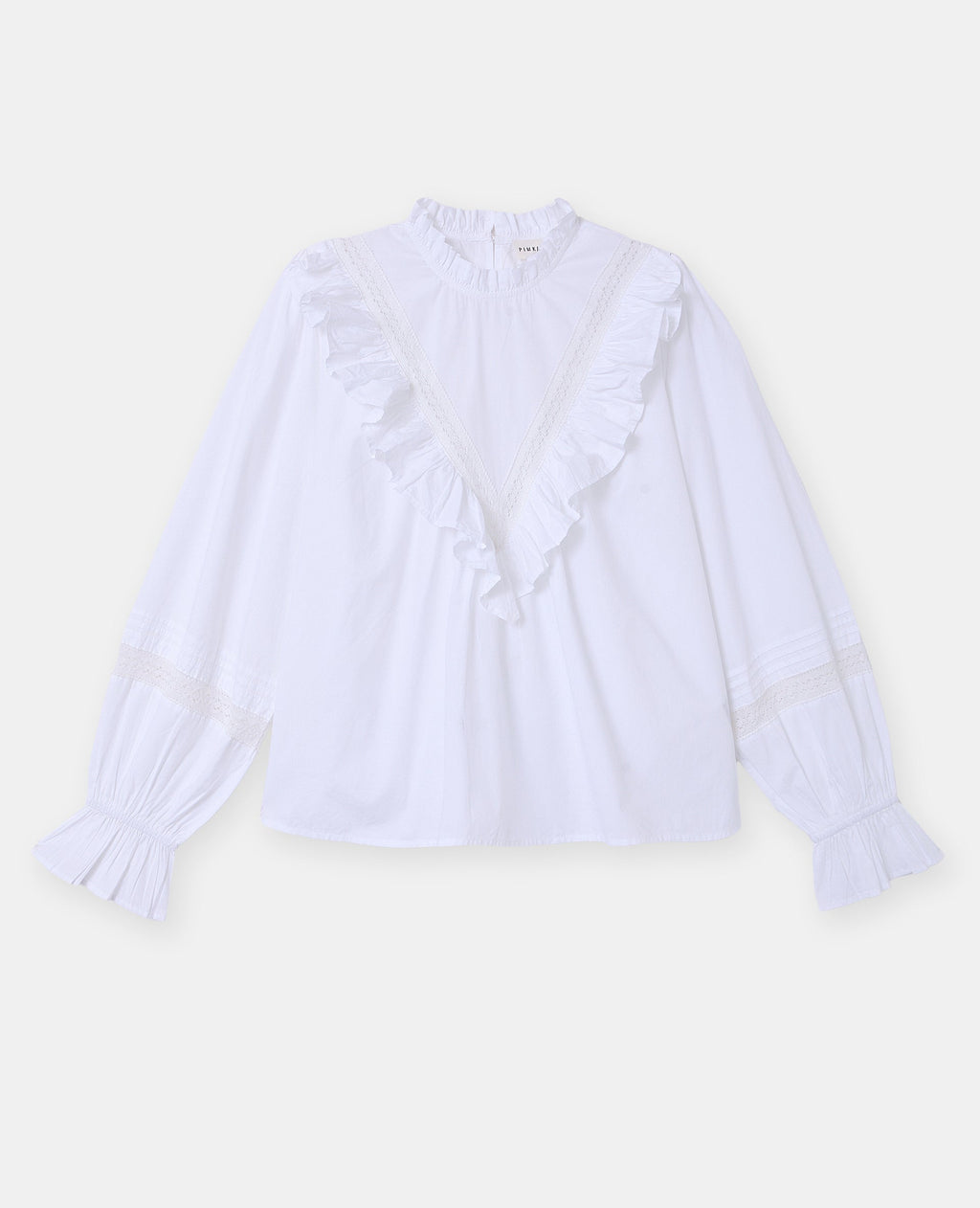 Blouse manches longues avec dentelle et volants