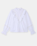 Blouse manches longues avec dentelle et volants