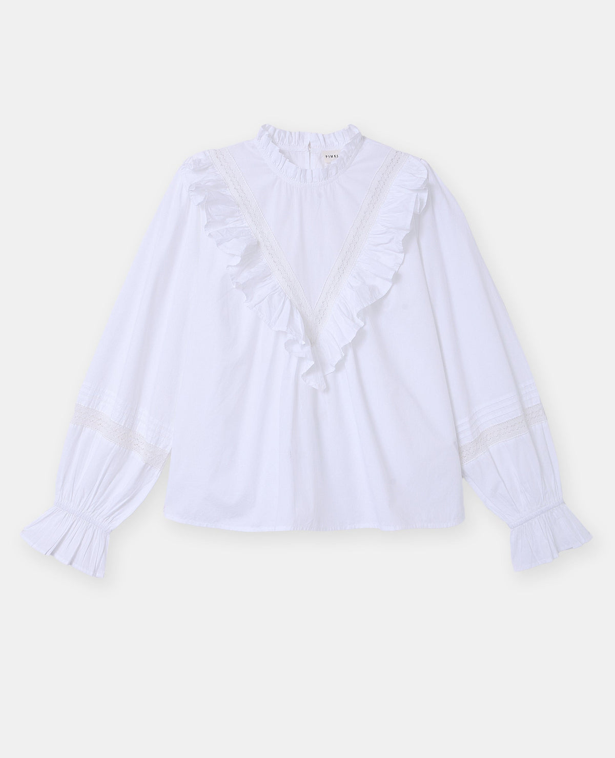 Blouse manches longues avec dentelle et volants