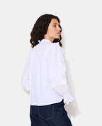 Blouse manches longues avec dentelle et volants