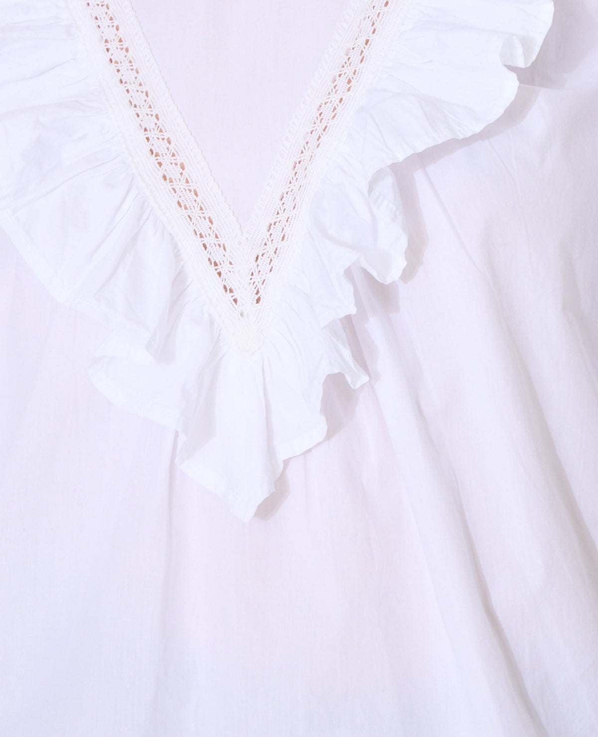 Blouse manches longues avec dentelle et volants