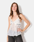 Top en voile avec sequins et broderies