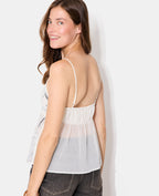 Top en voile avec sequins et broderies