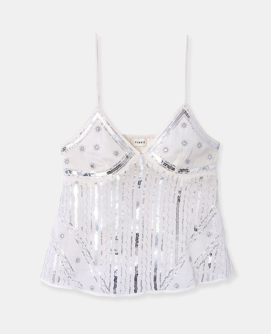 Top en voile avec sequins et broderies