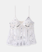 Top en voile avec sequins et broderies