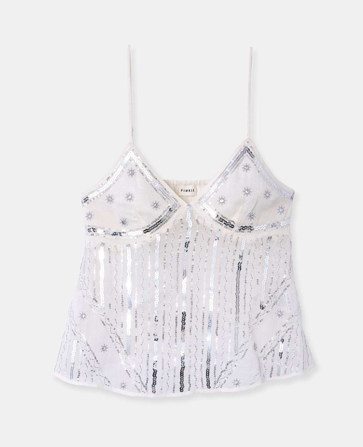 Top en voile avec sequins et broderies