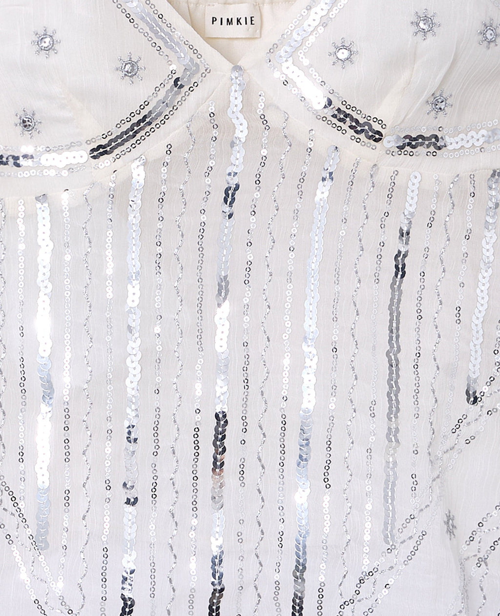 Top en voile avec sequins et broderies