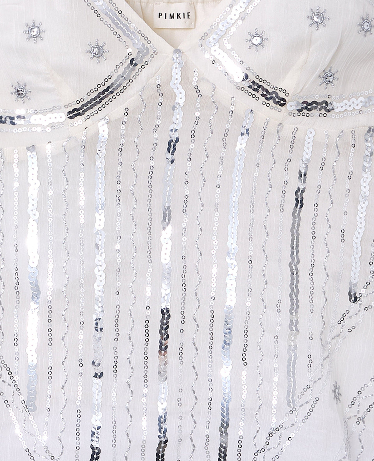 Top en voile avec sequins et broderies