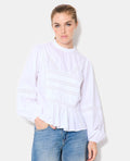 Blouse avec fronces, volants et broderies