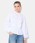 Blouse avec fronces, volants et broderies