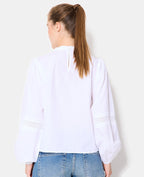 Blouse avec fronces, volants et broderies