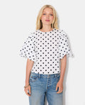 Blouse avec manches ballons motif pois