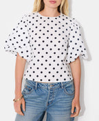 Blouse avec manches ballons motif pois