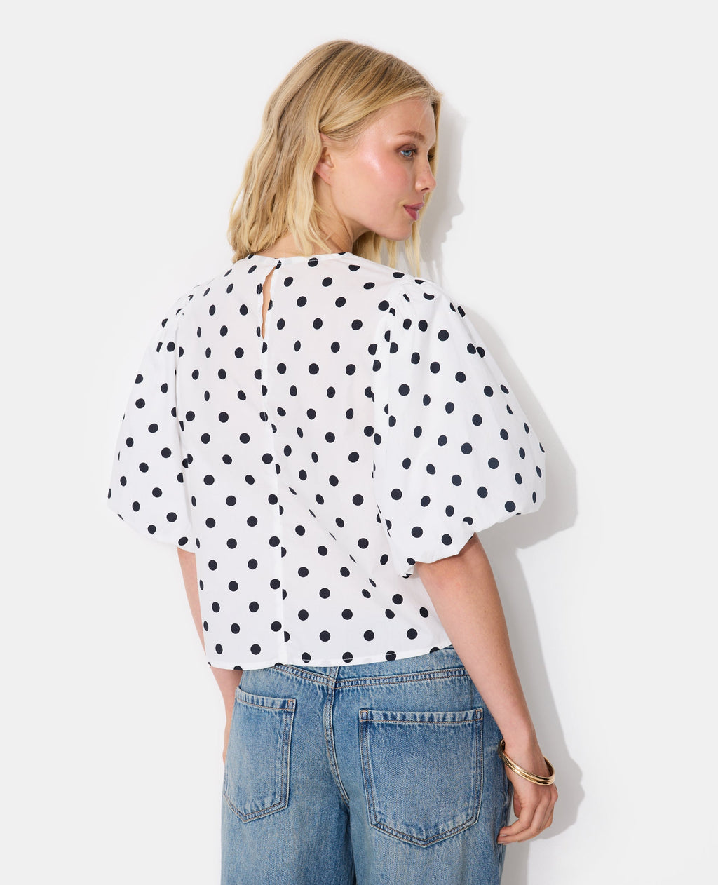 Blouse avec manches ballons motif pois