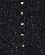 Top en tweed avec fils lurex et bouton fantaisie
