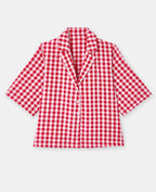 Haut de pyjama chemisette motif vichy