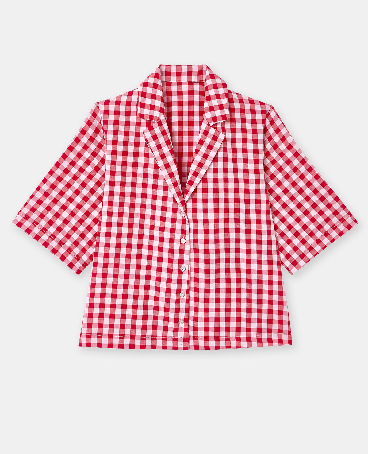 Haut de pyjama chemisette motif vichy