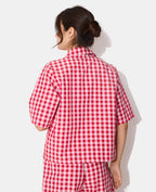 Haut de pyjama chemisette motif vichy