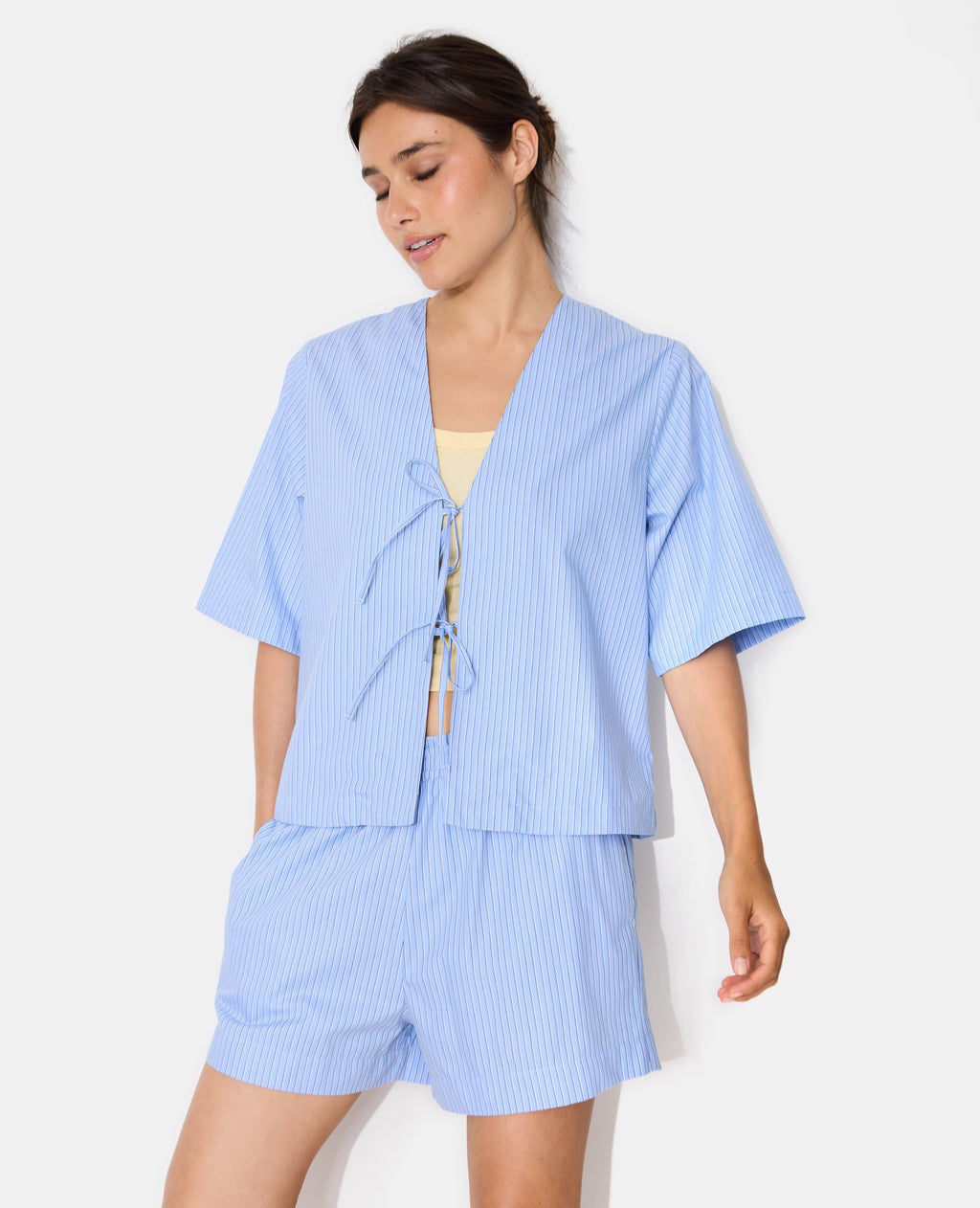 Haut de pyjama chemisette à rayures