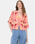 Chemise manches courtes motif soleils