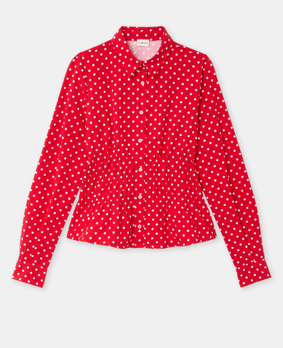 Chemise cintrée à pois avec taille élastiquée