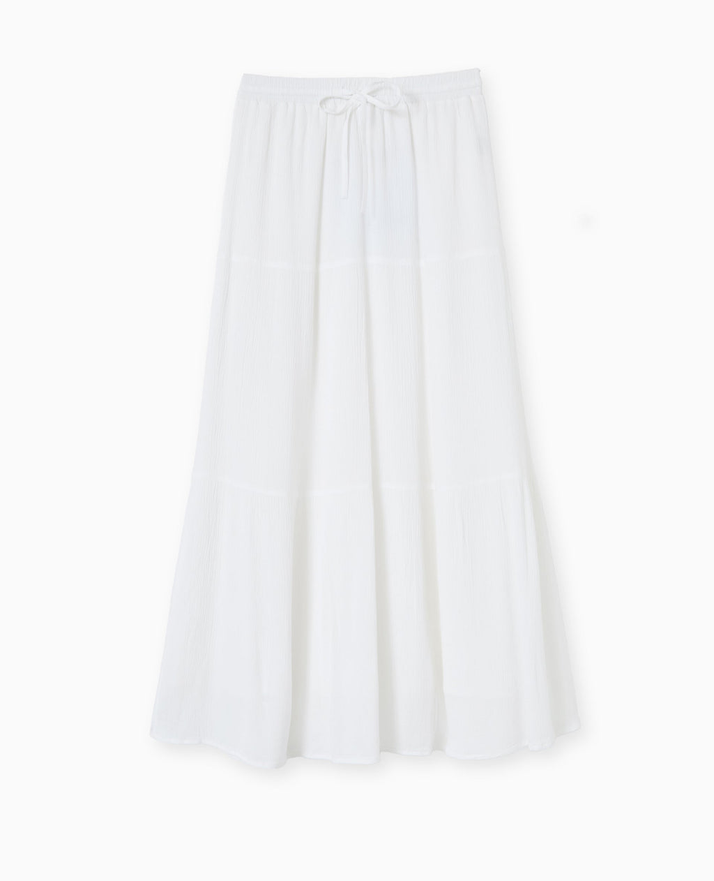 Jupon long à étages avec ceinture élastiquée