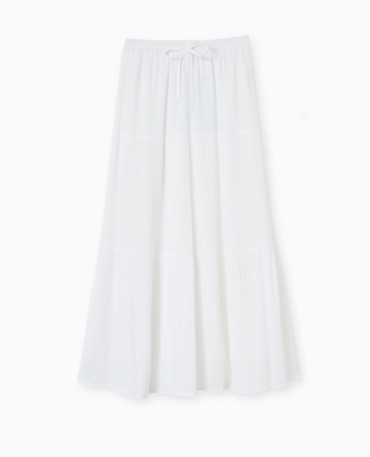Jupon long à étages avec ceinture élastiquée