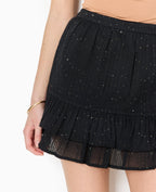 Jupe courte à volants avec mini sequins