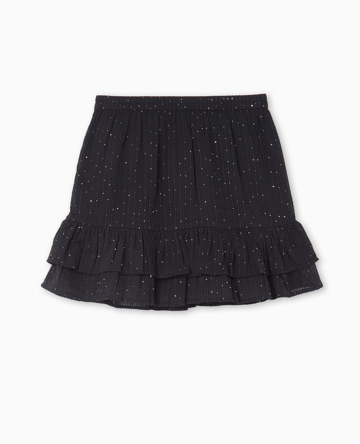 Jupe courte à volants avec mini sequins