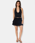 Jupe-short avec volants et broderies