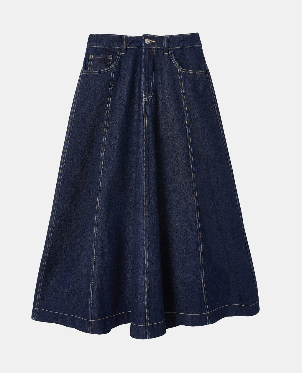 Jupe longue et évasée en jean