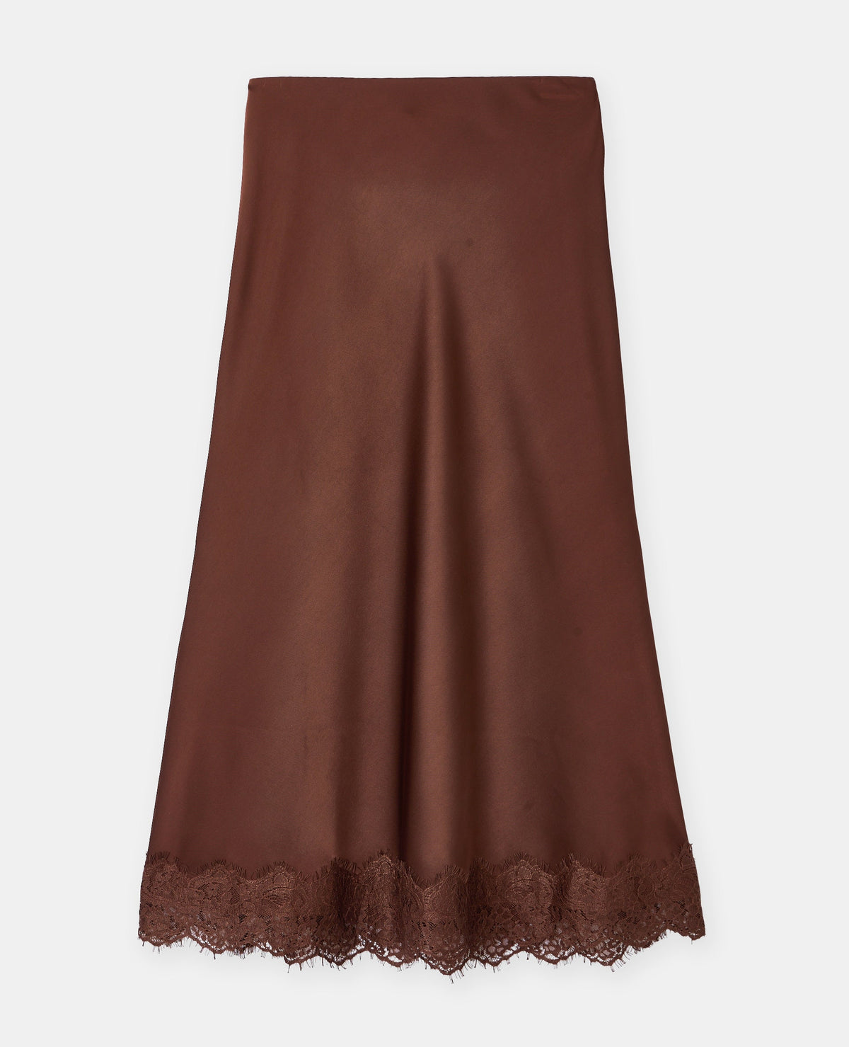 Jupe longue en satin avec galon dentelle