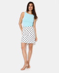 Jupe trapèze en maille motif pois