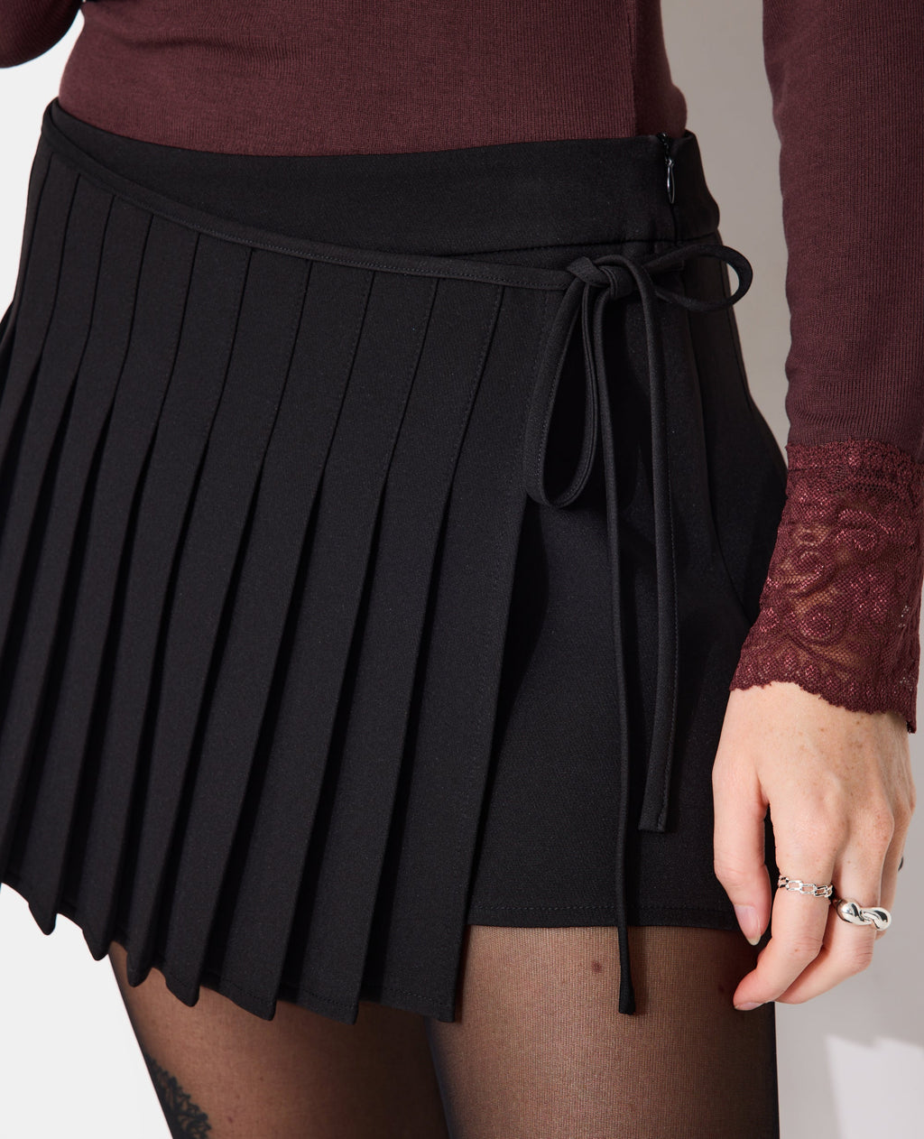 Jupe-short plissée effet portefeuille