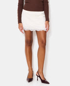 Jupe-short satin et dentelle
