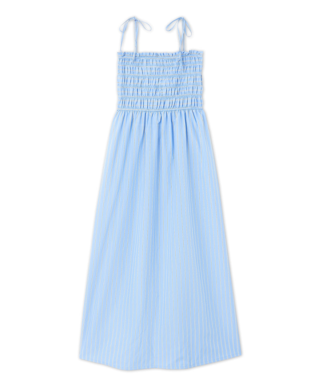 Robe longue avec smocks motif rayures