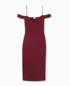 Robe en maille encolure Bardot