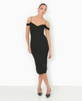 Robe en maille encolure Bardot