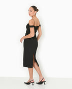 Robe en maille encolure Bardot