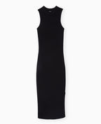 Robe longue et moulante en maille côtelée