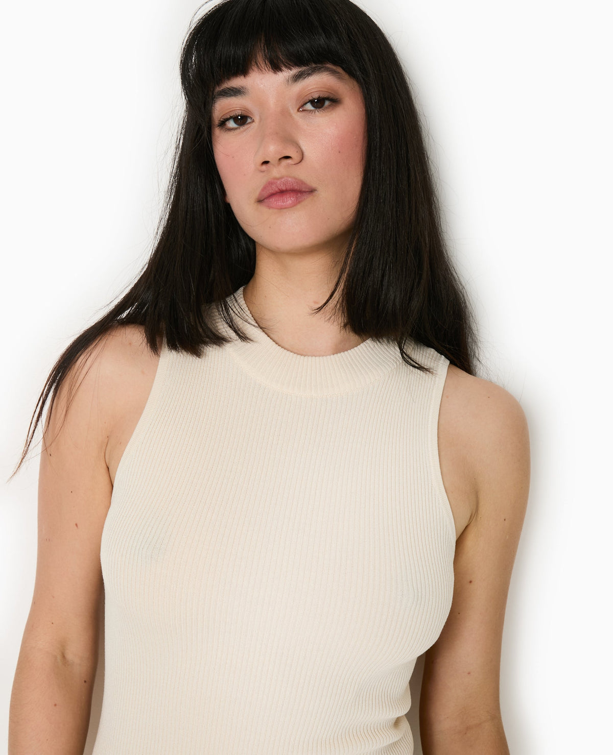 Robe longue et moulante en maille côtelée